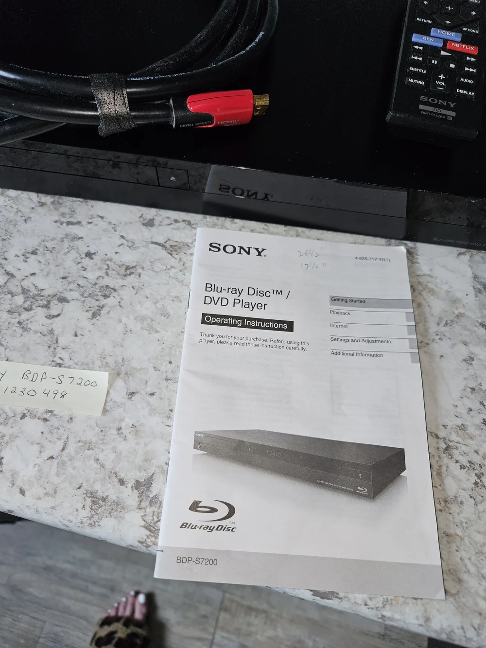 Sony Blu-ray Disc/DVD Player with Remote and HDMI Cable - Black